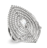3W1608 - Rhodium Brass Ring with AAA Grade CZ in Clear - Alamode