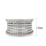 3W1609 - Rhodium Brass Ring with AAA Grade CZ in Clear - Alamode