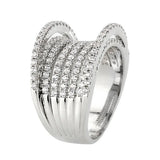 3W1609 - Rhodium Brass Ring with AAA Grade CZ in Clear - Alamode - Flyclothing LLC