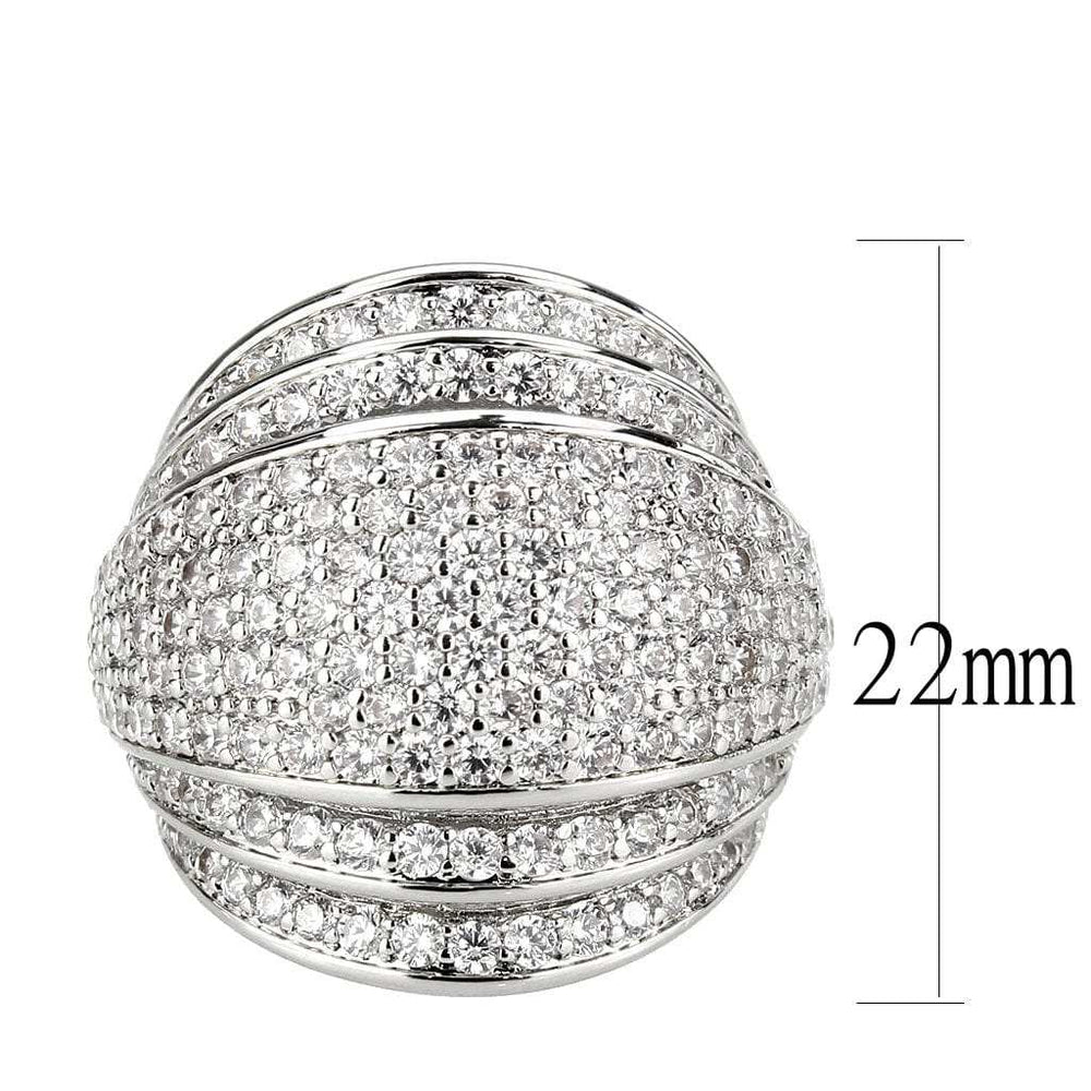 3W1610 - Rhodium Brass Ring with AAA Grade CZ in Clear - Alamode - Flyclothing LLC