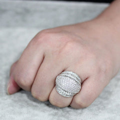 3W1610 - Rhodium Brass Ring with AAA Grade CZ in Clear