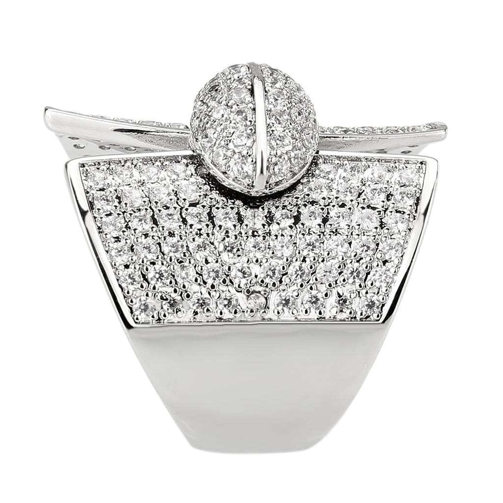 3W1611 - Rhodium Brass Ring with AAA Grade CZ in Clear - Alamode - Flyclothing LLC