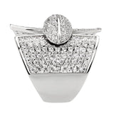 3W1611 - Rhodium Brass Ring with AAA Grade CZ in Clear