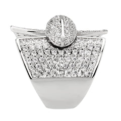 3W1611 - Rhodium Brass Ring with AAA Grade CZ in Clear