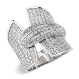 3W1611 - Rhodium Brass Ring with AAA Grade CZ in Clear - Alamode