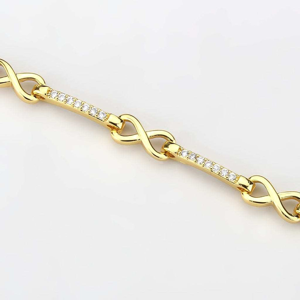 3W1629 - Flash Gold Brass Bracelet with AAA Grade CZ in Clear - Alamode - Flyclothing LLC