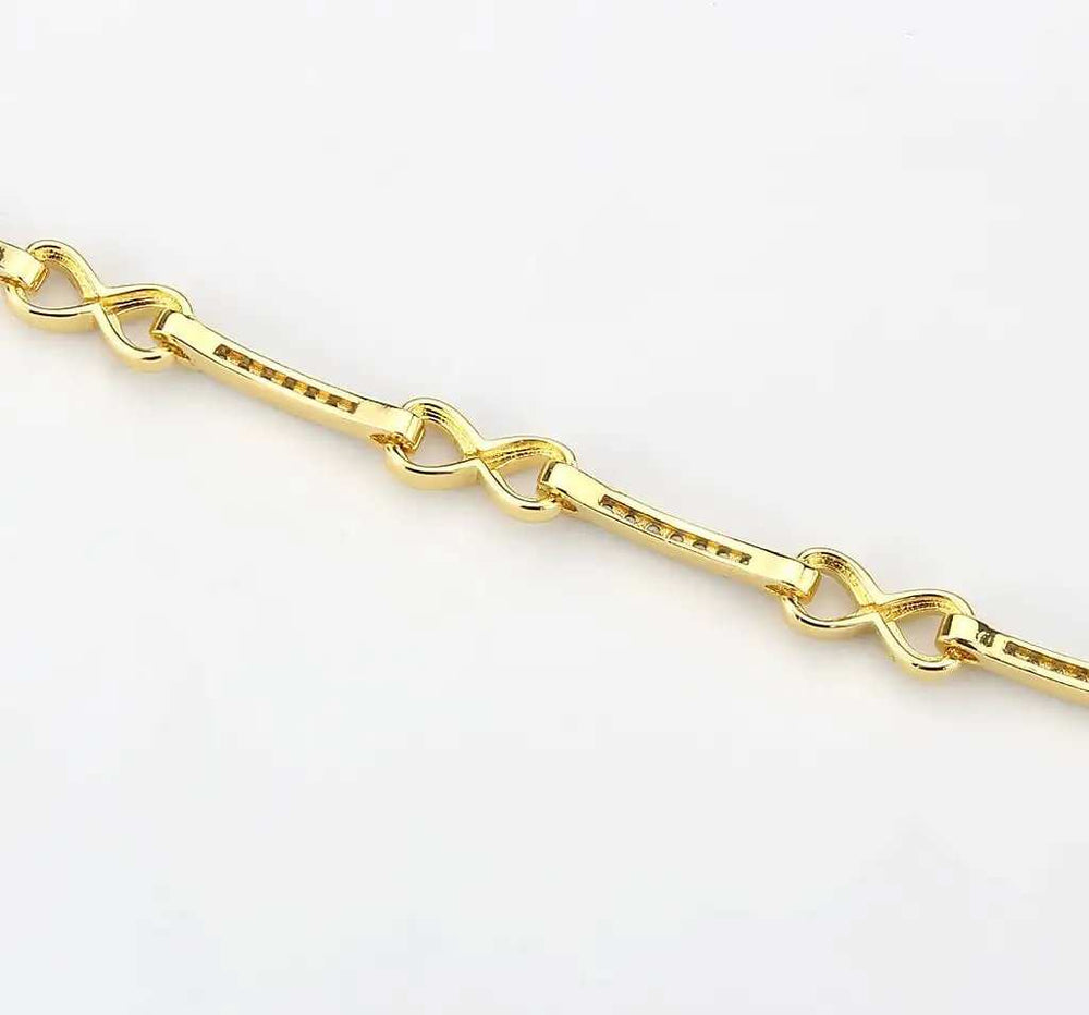 3W1629 - Flash Gold Brass Bracelet with AAA Grade CZ in Clear - Alamode - Flyclothing LLC