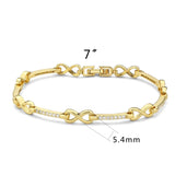 3W1629 - Flash Gold Brass Bracelet with AAA Grade CZ in Clear - Alamode - Flyclothing LLC