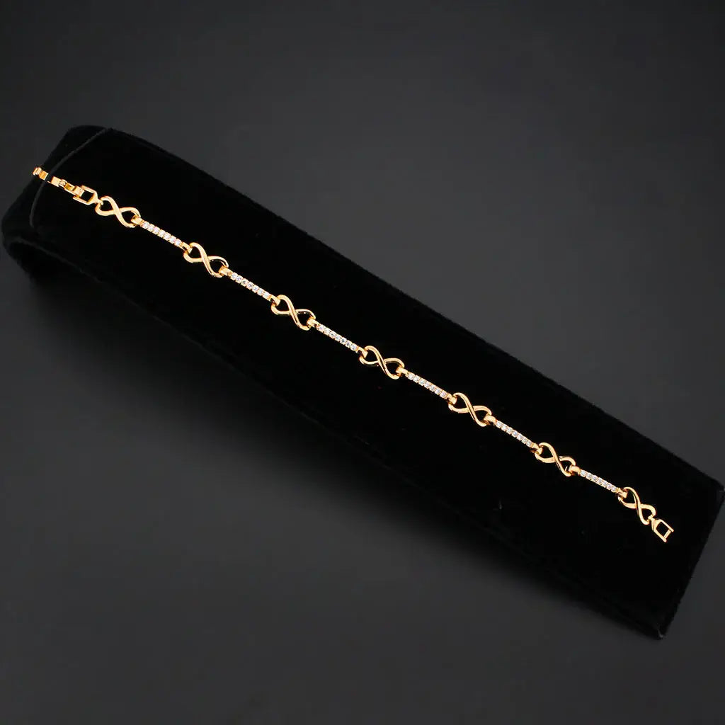 3W1630 - Flash Rose Gold Brass Bracelet with AAA Grade CZ in Clear - Alamode - Flyclothing LLC