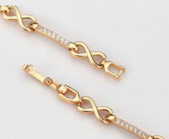 3W1630 - Flash Rose Gold Brass Bracelet with AAA Grade CZ in Clear