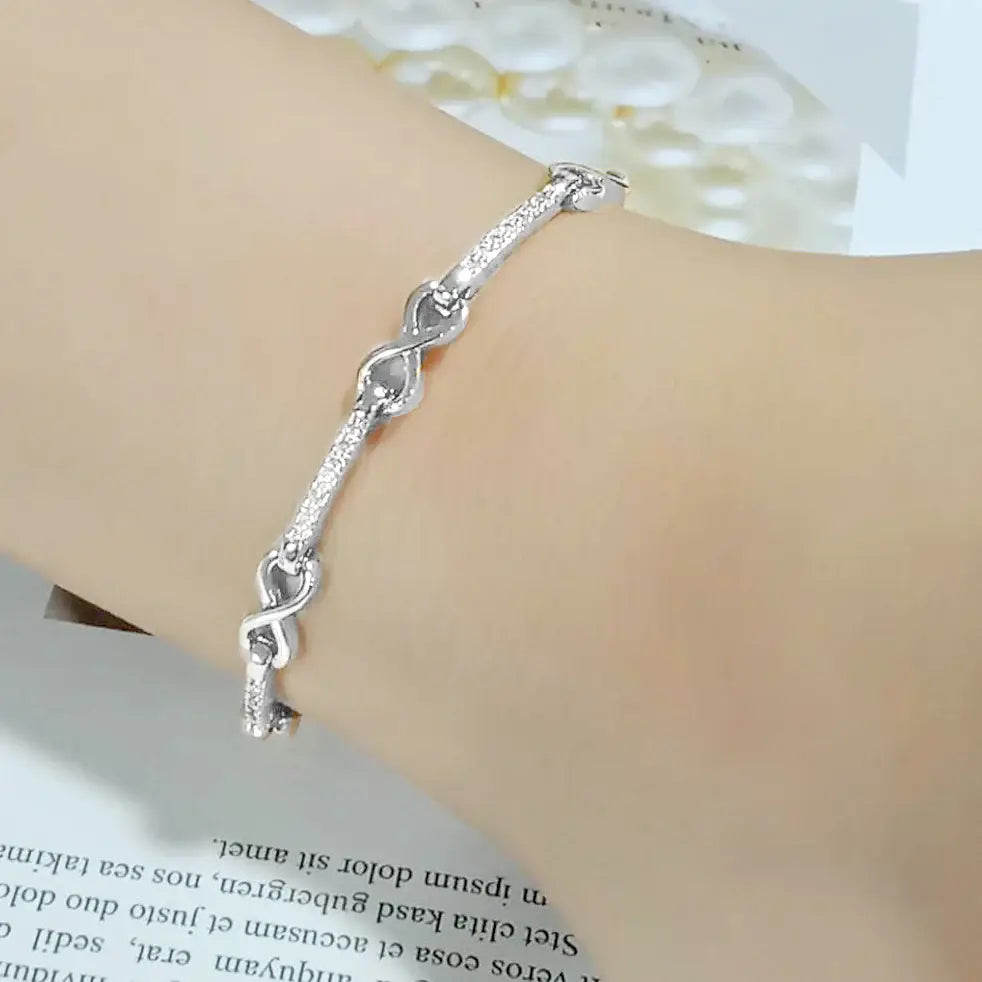 3W1631 - Rhodium Brass Bracelet with AAA Grade CZ in Clear - Alamode - Flyclothing LLC