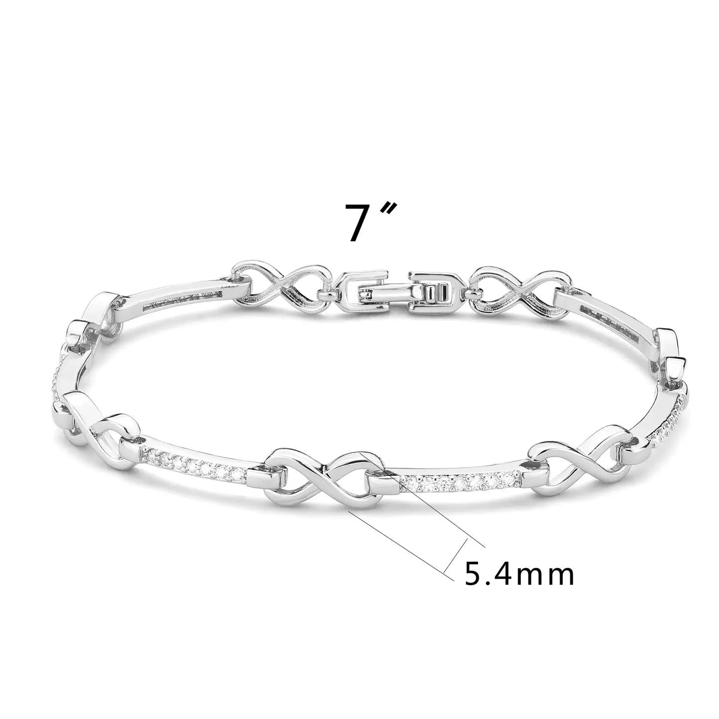 3W1631 - Rhodium Brass Bracelet with AAA Grade CZ in Clear - Alamode - Flyclothing LLC