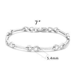 3W1631 - Rhodium Brass Bracelet with AAA Grade CZ in Clear