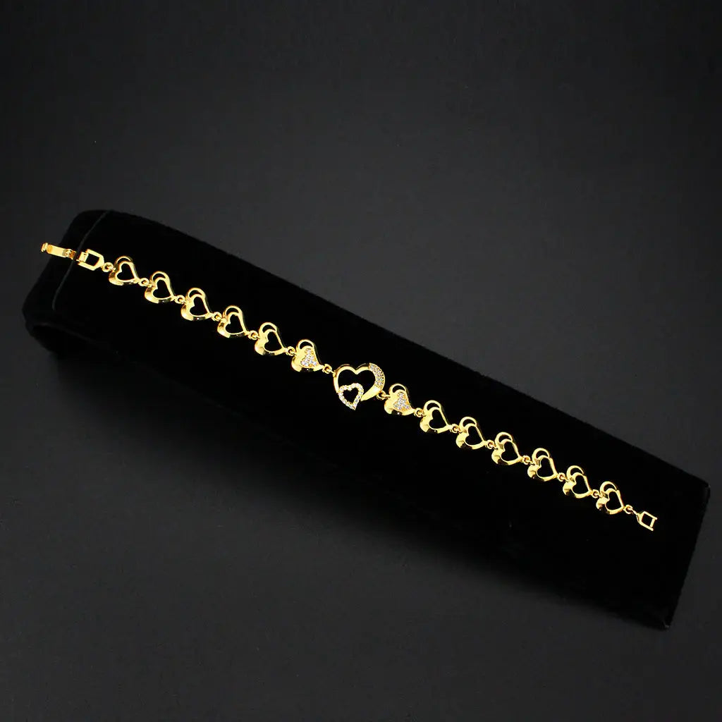 3W1632 - Flash Gold Brass Bracelet with AAA Grade CZ in Clear - Alamode - Flyclothing LLC