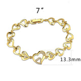 3W1632 - Flash Gold Brass Bracelet with AAA Grade CZ in Clear - Alamode