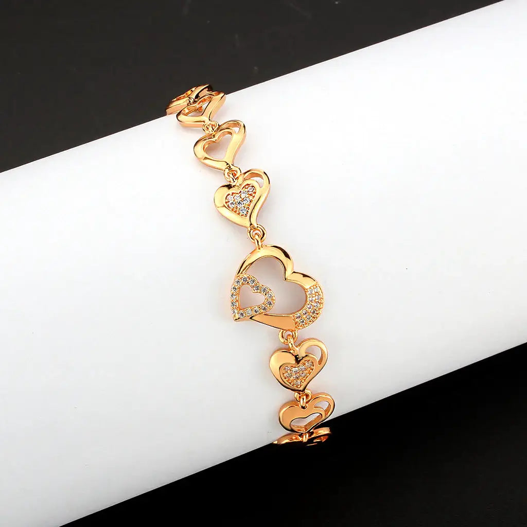 3W1633 - Flash Rose Gold Brass Bracelet with AAA Grade CZ in Clear - Alamode - Flyclothing LLC