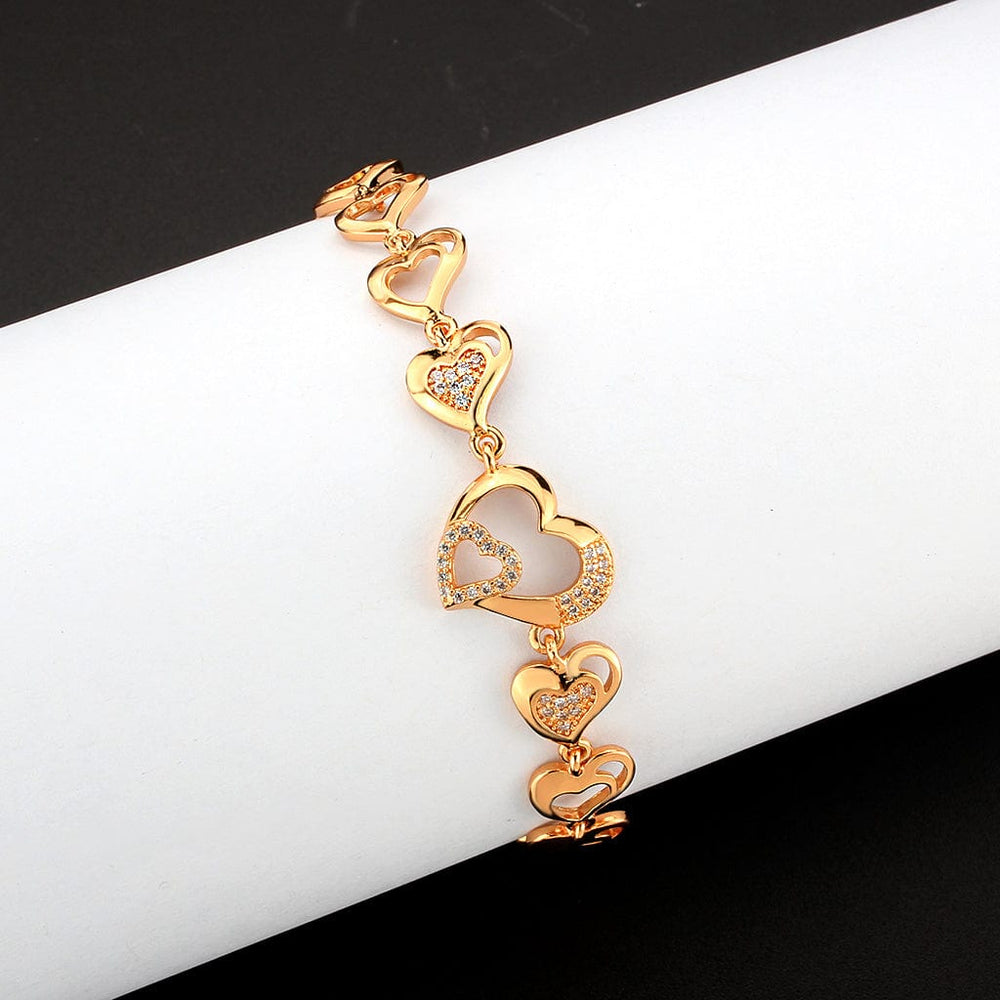 3W1633 - Flash Rose Gold Brass Bracelet with AAA Grade CZ in Clear - Alamode