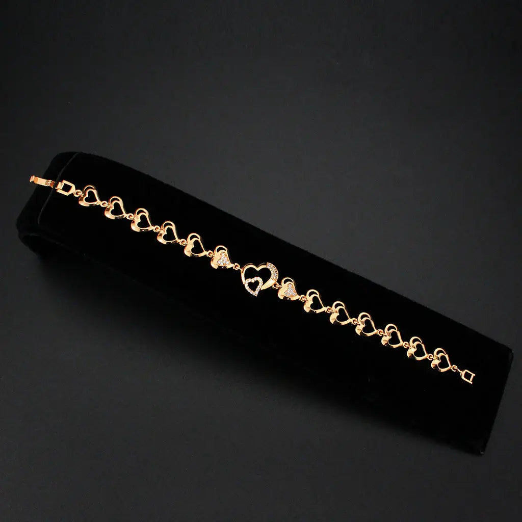 3W1633 - Flash Rose Gold Brass Bracelet with AAA Grade CZ in Clear - Alamode - Flyclothing LLC