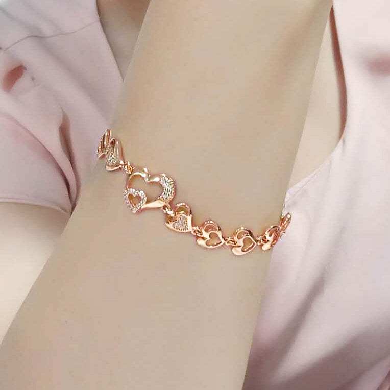 3W1633 - Flash Rose Gold Brass Bracelet with AAA Grade CZ in Clear - Alamode - Flyclothing LLC