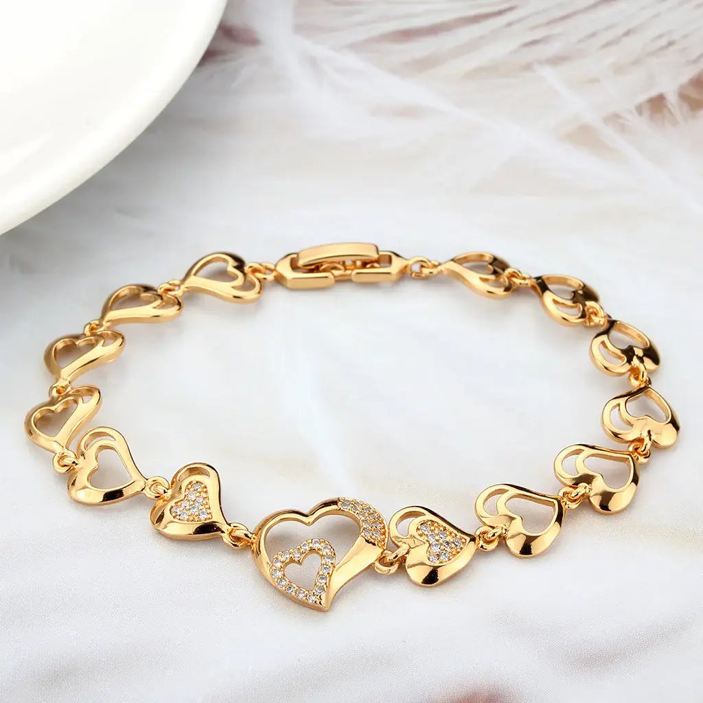 3W1633 - Flash Rose Gold Brass Bracelet with AAA Grade CZ in Clear - Alamode - Flyclothing LLC