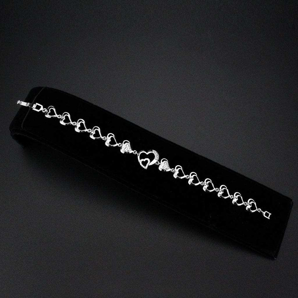 3W1634 - Rhodium Brass Bracelet with AAA Grade CZ in Clear - Alamode - Flyclothing LLC