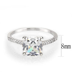 3W1636 - Rhodium Brass Ring with AAA Grade CZ in Clear