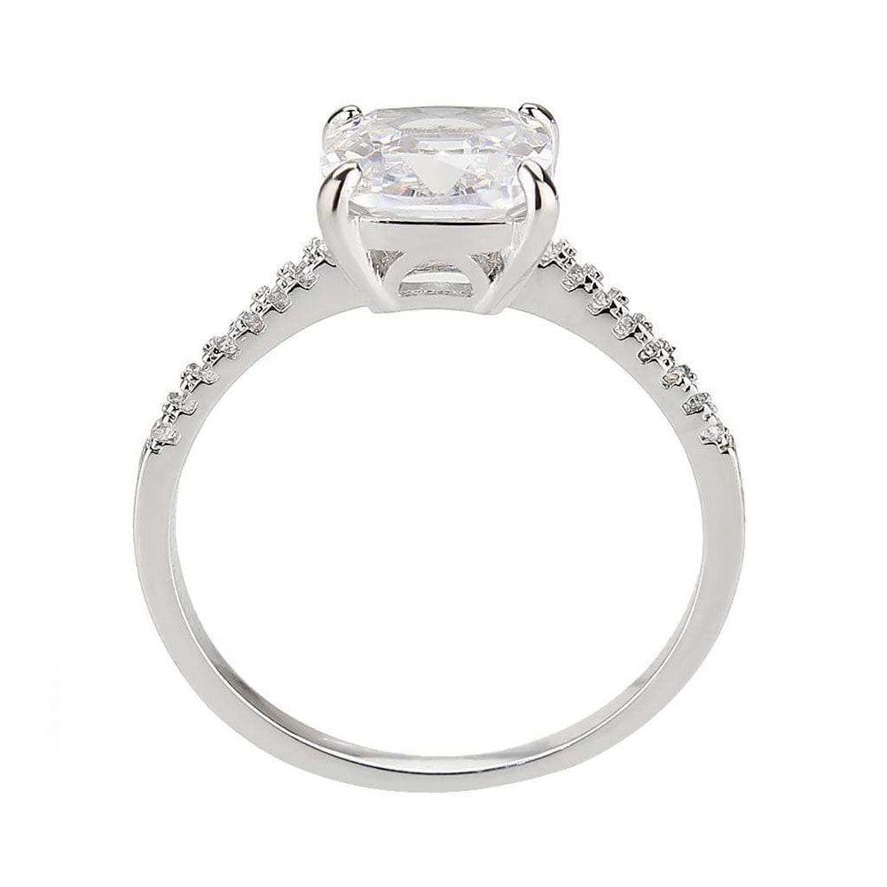3W1636 - Rhodium Brass Ring with AAA Grade CZ in Clear - Alamode - Flyclothing LLC