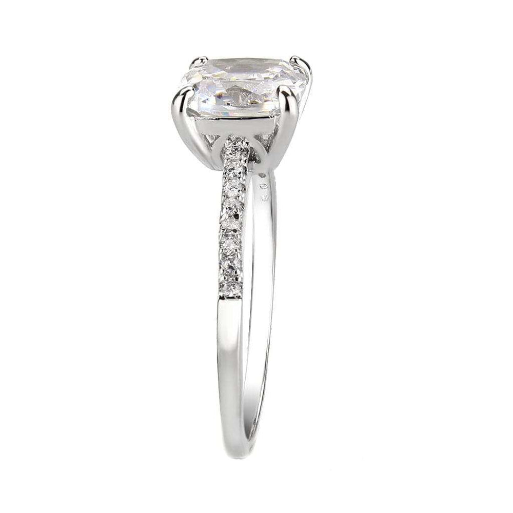 3W1636 - Rhodium Brass Ring with AAA Grade CZ in Clear - Alamode - Flyclothing LLC