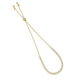 3W1638 - Gold Brass Bracelet with AAA Grade CZ in Clear - Alamode - Flyclothing LLC