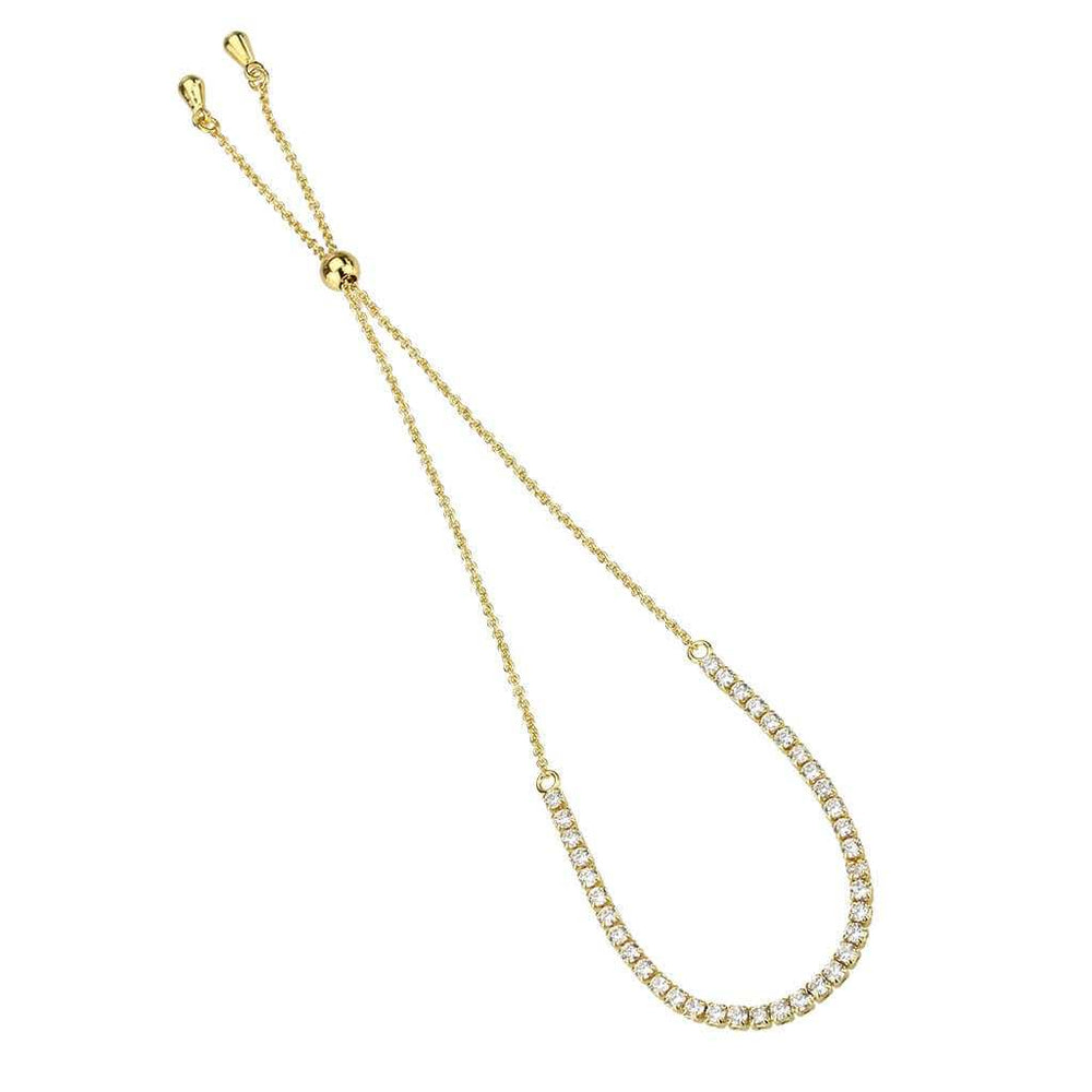 3W1638 - Gold Brass Bracelet with AAA Grade CZ in Clear - Alamode - Flyclothing LLC