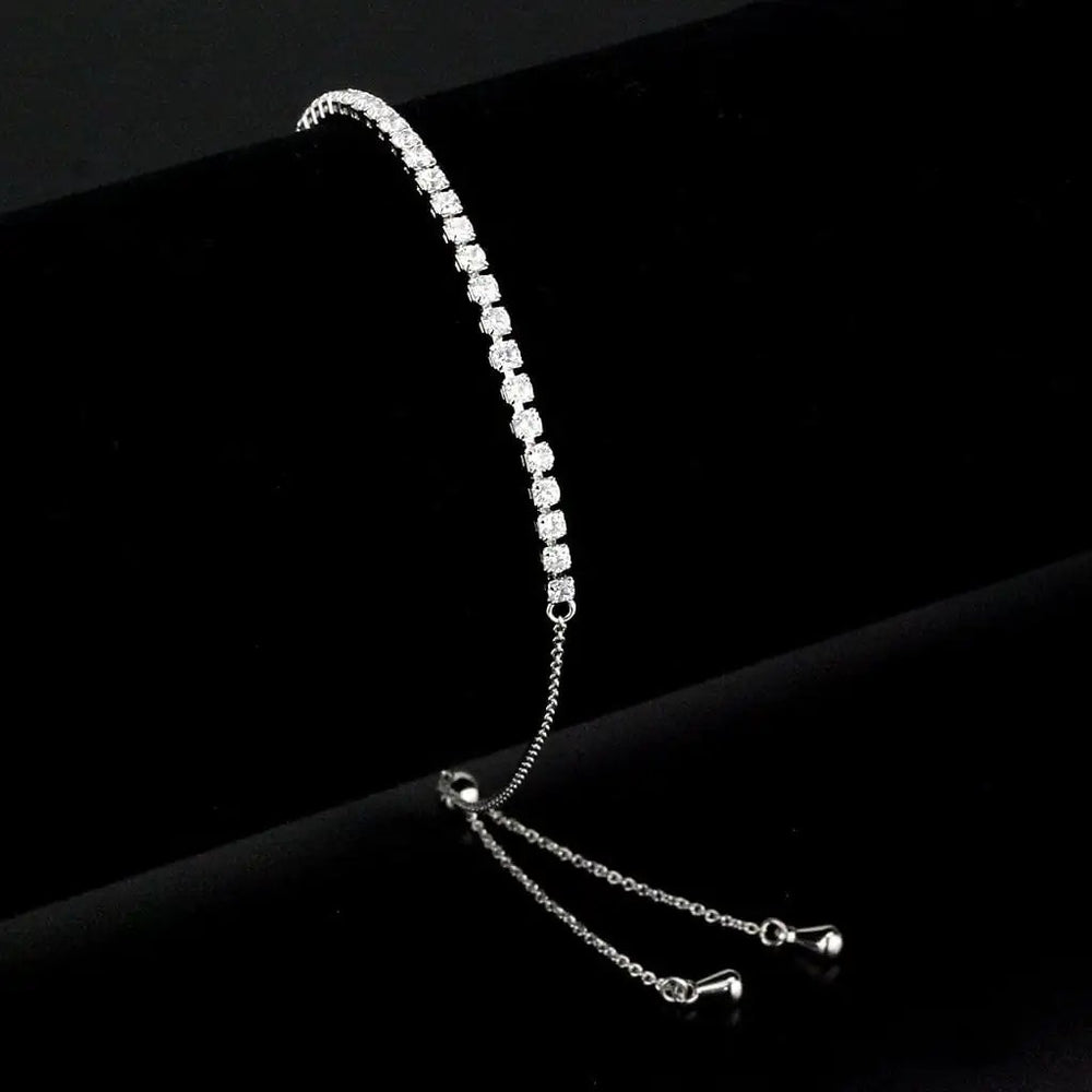 3W1643 - Rhodium Brass Bracelet with AAA Grade CZ in Clear - Alamode
