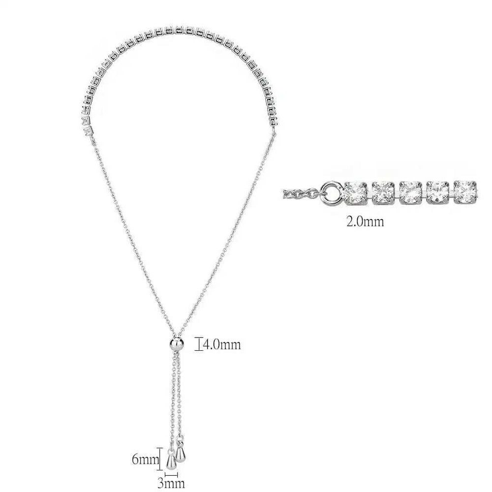 3W1643 - Rhodium Brass Bracelet with AAA Grade CZ in Clear - Alamode - Flyclothing LLC