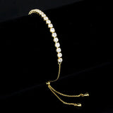 3W1650 - Gold Brass Bracelet with AAA Grade CZ in Clear - Alamode - Flyclothing LLC