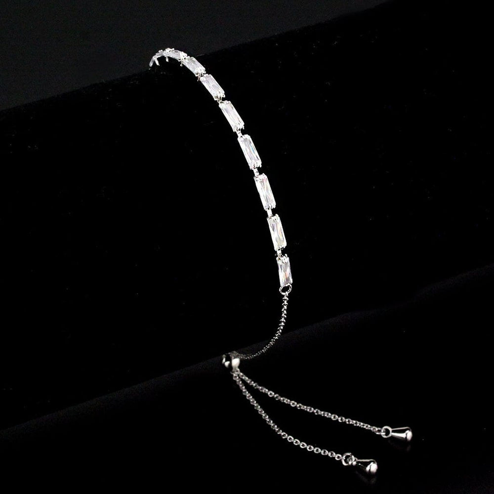 3W1652 - Rhodium Brass Bracelet with AAA Grade CZ in Clear - Alamode