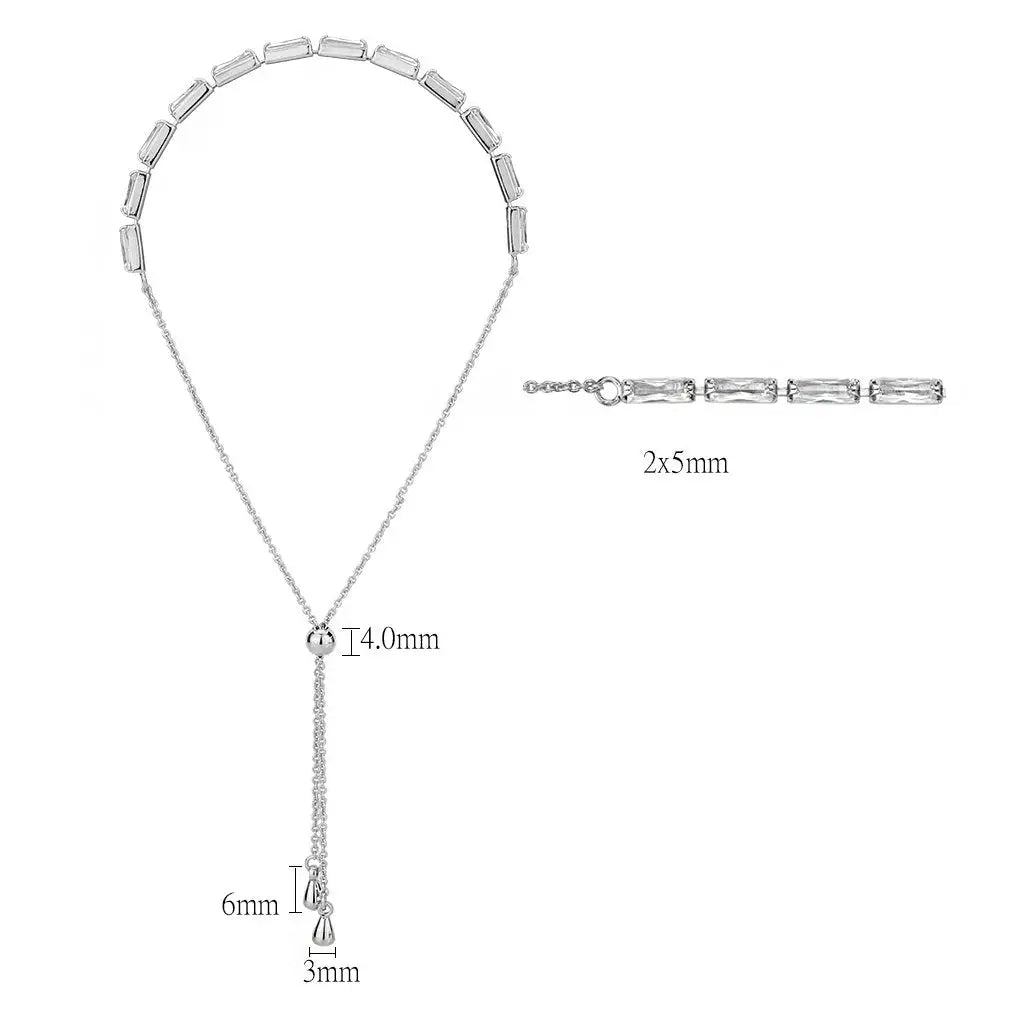 3W1652 - Rhodium Brass Bracelet with AAA Grade CZ in Clear - Alamode - Flyclothing LLC