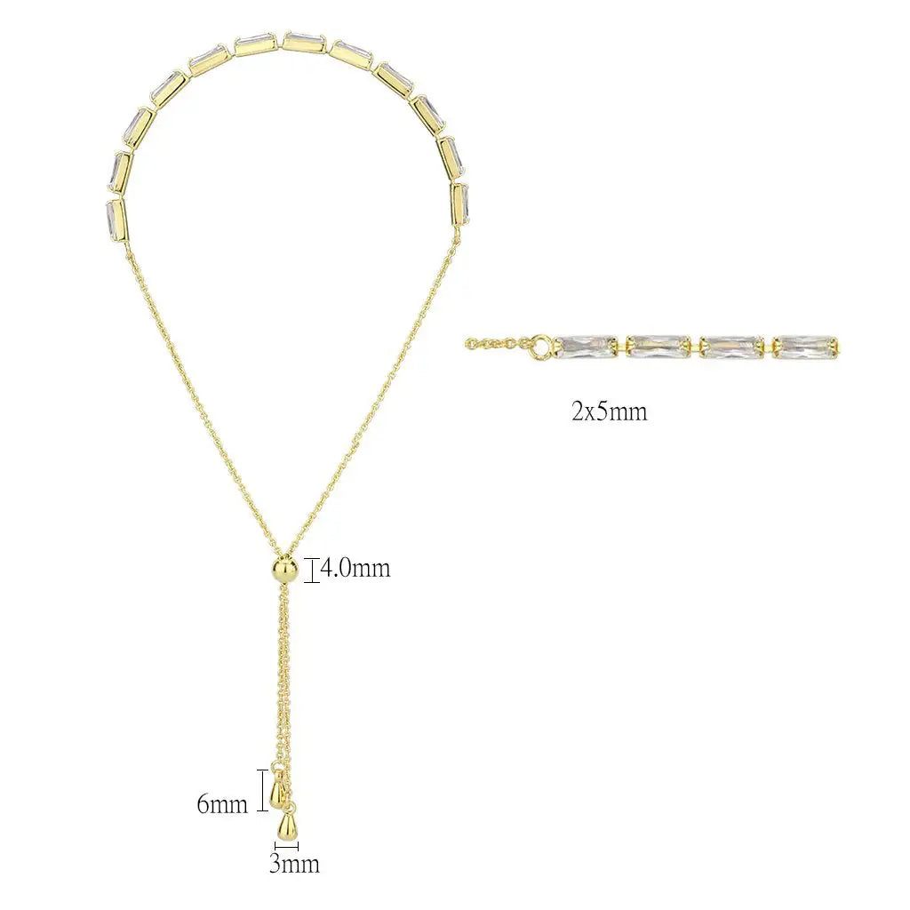 3W1653 - Gold Brass Bracelet with AAA Grade CZ in Clear - Alamode - Flyclothing LLC