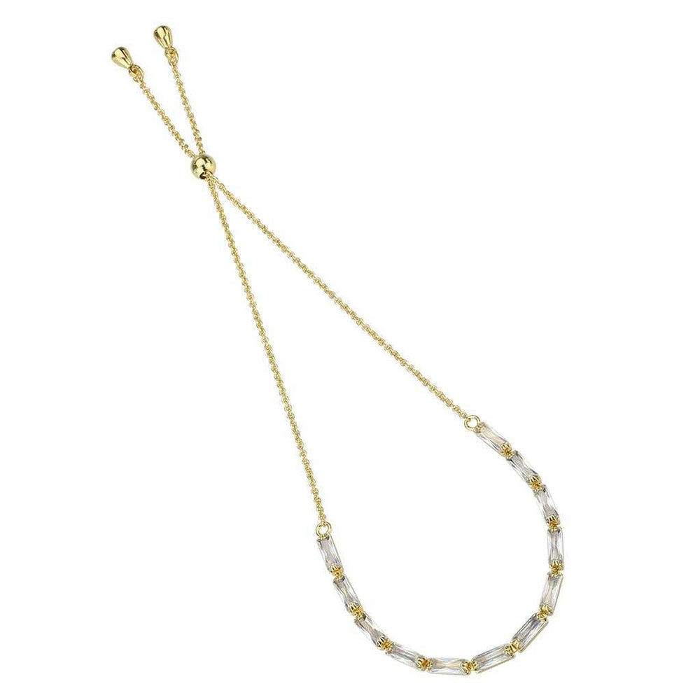 3W1653 - Gold Brass Bracelet with AAA Grade CZ in Clear - Alamode - Flyclothing LLC