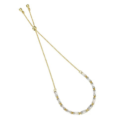 3W1653 - Gold Brass Bracelet with AAA Grade CZ in Clear