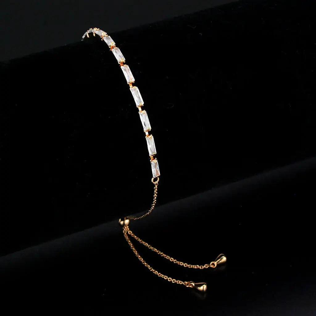 3W1654 - Rose Gold Brass Bracelet with AAA Grade CZ in Clear - Alamode - Flyclothing LLC