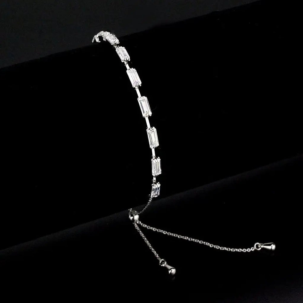 3W1655 - Rhodium Brass Bracelet with AAA Grade CZ in Clear - Alamode
