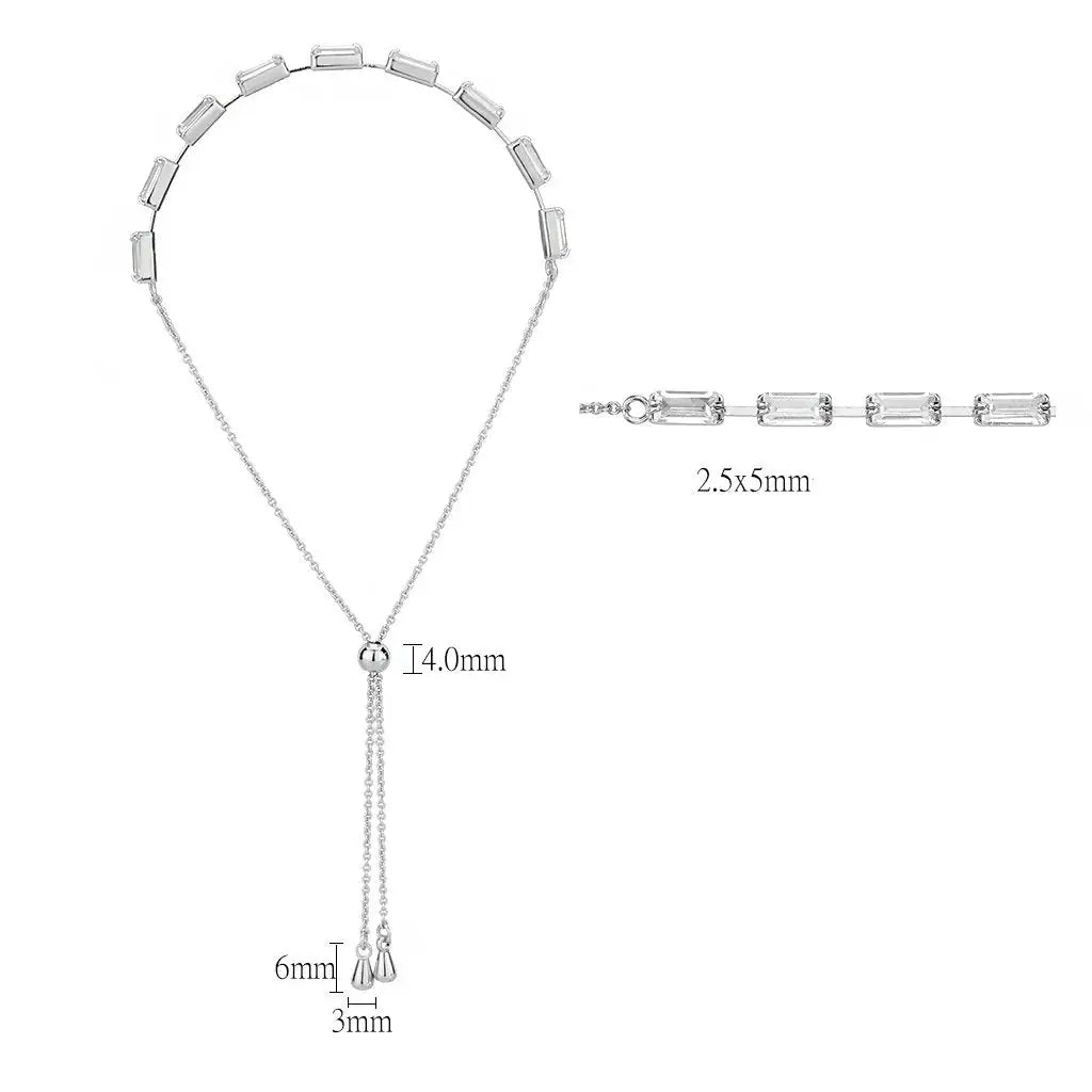 3W1655 - Rhodium Brass Bracelet with AAA Grade CZ in Clear - Alamode - Flyclothing LLC