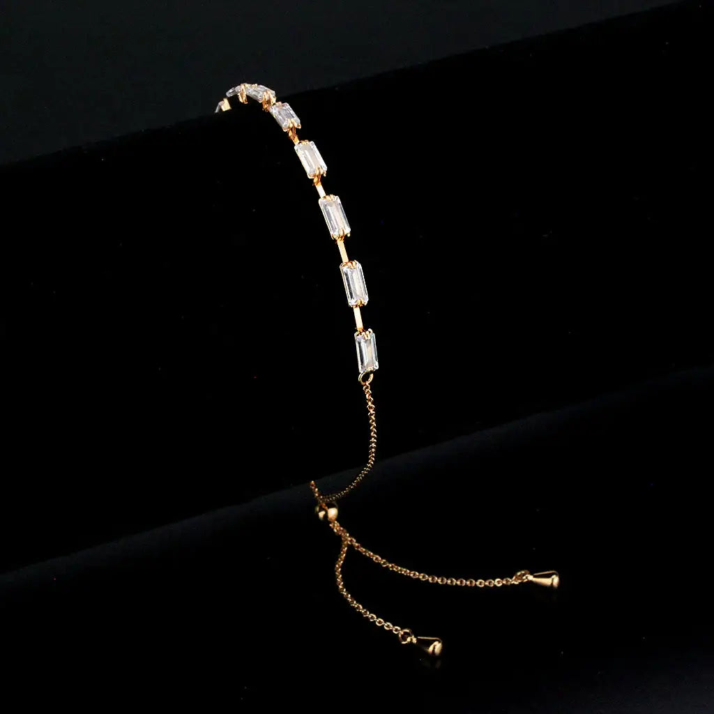 3W1657 - Rose Gold Brass Bracelet with AAA Grade CZ in Clear - Alamode - Flyclothing LLC