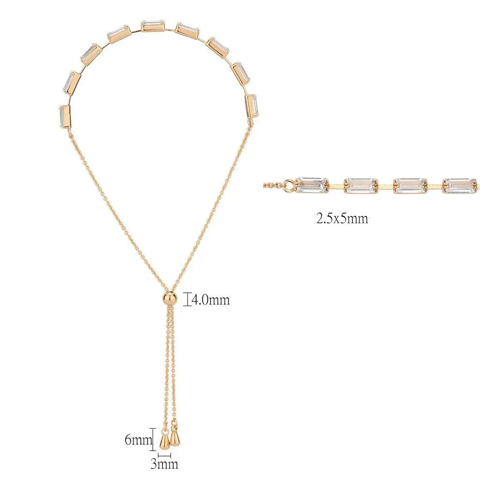 3W1657 - Rose Gold Brass Bracelet with AAA Grade CZ in Clear - Alamode - Flyclothing LLC