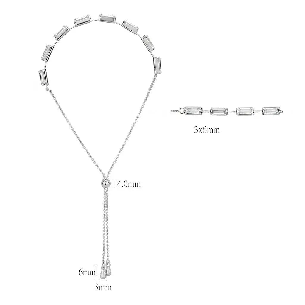 3W1658 - Rhodium Brass Bracelet with AAA Grade CZ in Clear - Alamode - Flyclothing LLC
