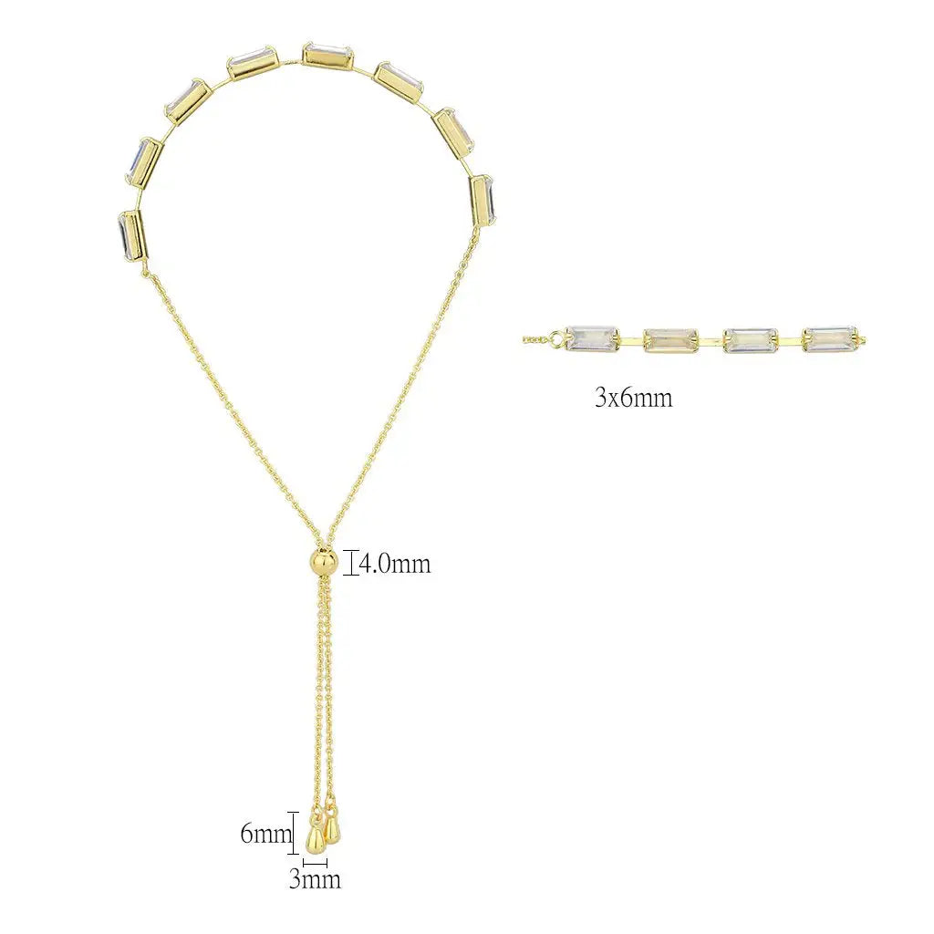 3W1659 - Gold Brass Bracelet with AAA Grade CZ in Clear - Alamode - Flyclothing LLC
