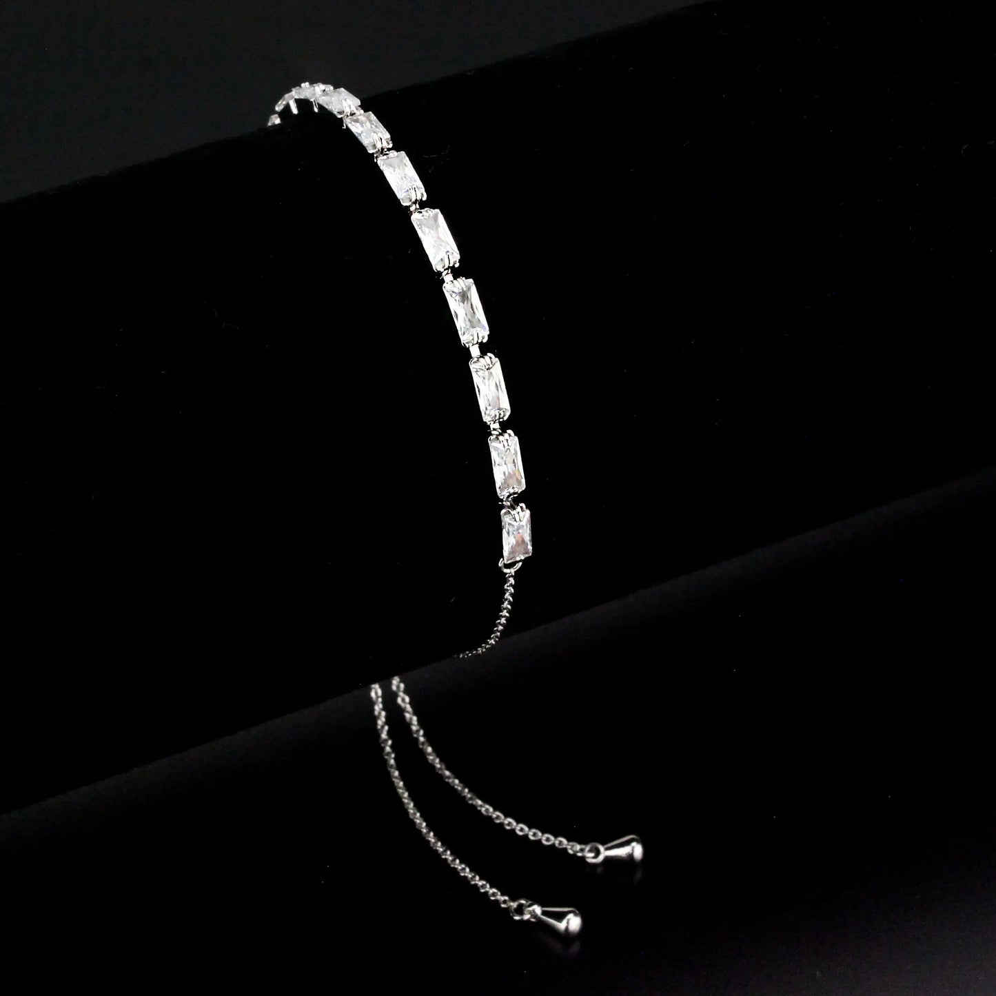 3W1661 - Rhodium Brass Bracelet with AAA Grade CZ in Clear - Alamode - Flyclothing LLC