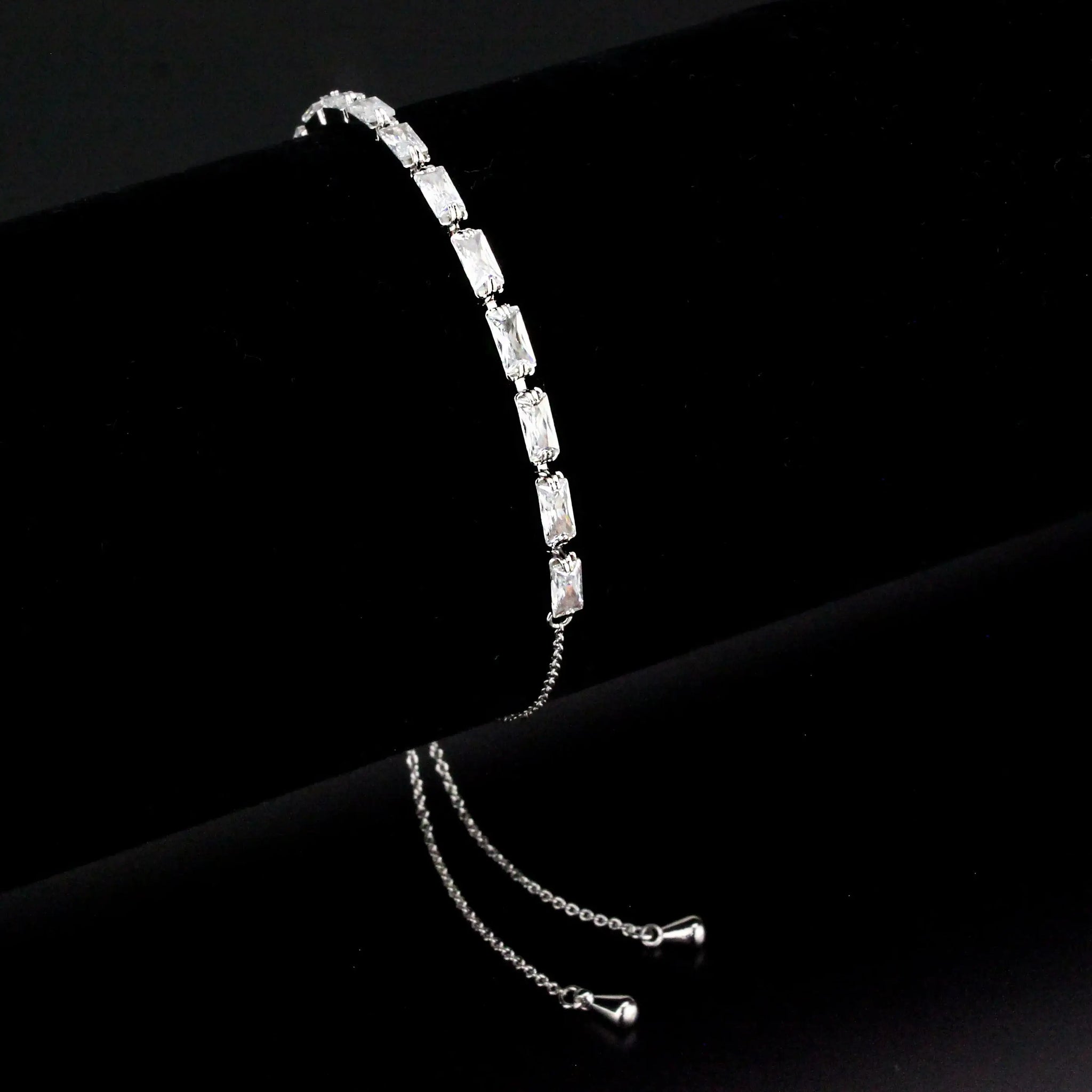 3W1661 - Rhodium Brass Bracelet with AAA Grade CZ in Clear - Alamode - Flyclothing LLC