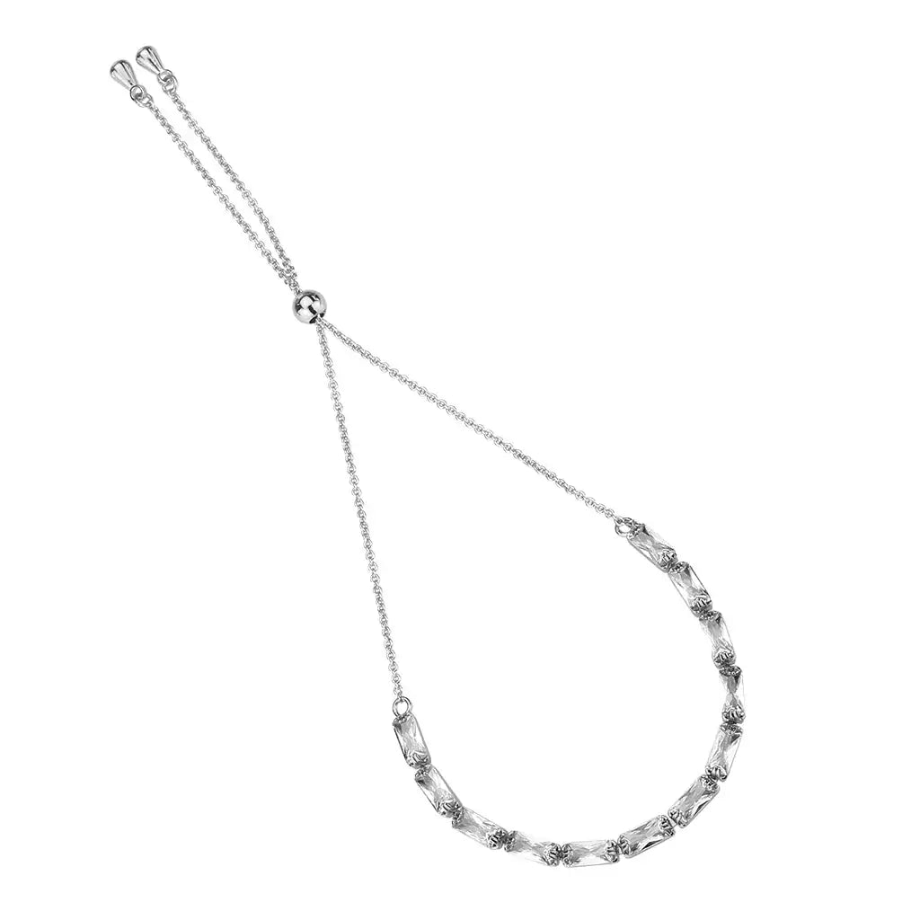 3W1661 - Rhodium Brass Bracelet with AAA Grade CZ in Clear - Alamode - Flyclothing LLC