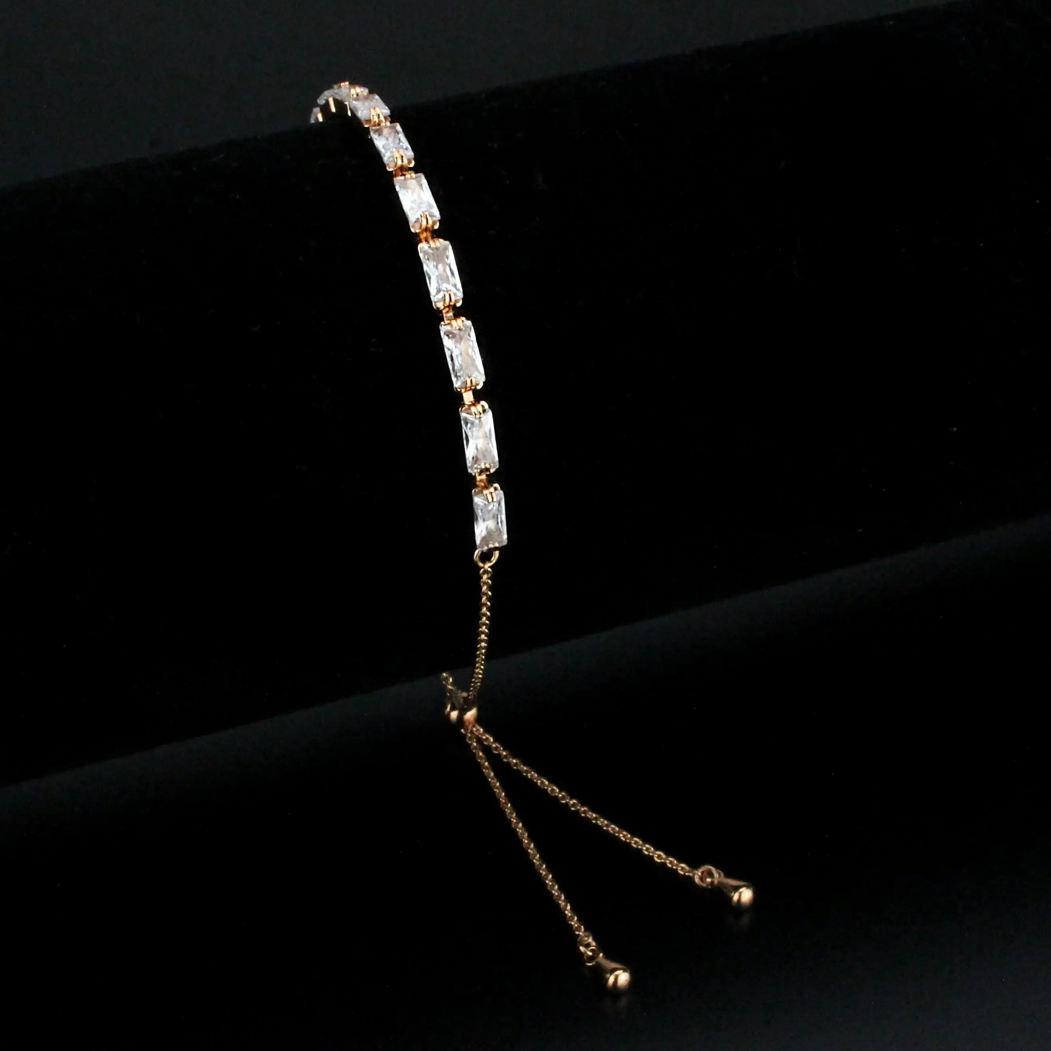 3W1663 - Rose Gold Brass Bracelet with AAA Grade CZ in Clear - Alamode - Flyclothing LLC