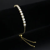 3W1665 - Gold Brass Bracelet with AAA Grade CZ in Clear - Alamode - Flyclothing LLC